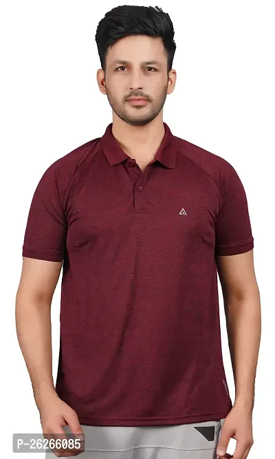 Stylish Maroon Cotton Tees For Men-thumb3