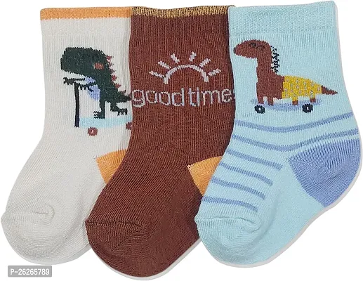 Stylish Multicoloured Cotton Socks For Kids Pack Of 3-thumb0