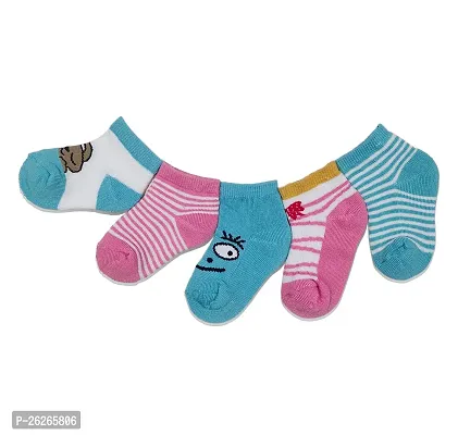 Stylish Multicoloured Cotton Socks For Kids Pack Of 5-thumb0