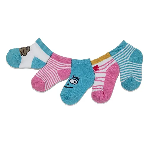 Stylish Multicoloured Cotton Socks For Kids Pack Of 5