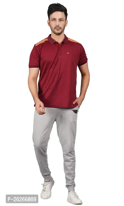 Stylish Maroon Cotton Tees For Men-thumb0