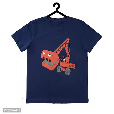 Stylish Blue Cotton Printed Tees For Boys