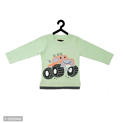 Stylish Green Cotton Printed Tees For Boys