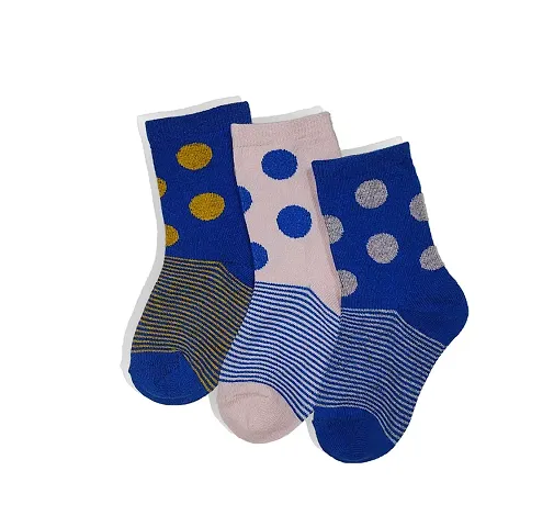 Stylish Multicoloured Cotton Socks For Kids Pack Of 3