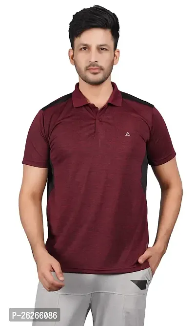 Stylish Maroon Cotton Tees For Men-thumb2