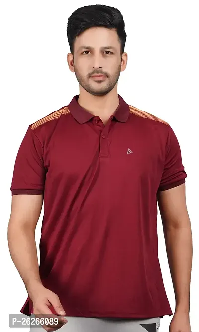 Stylish Maroon Cotton Tees For Men-thumb3