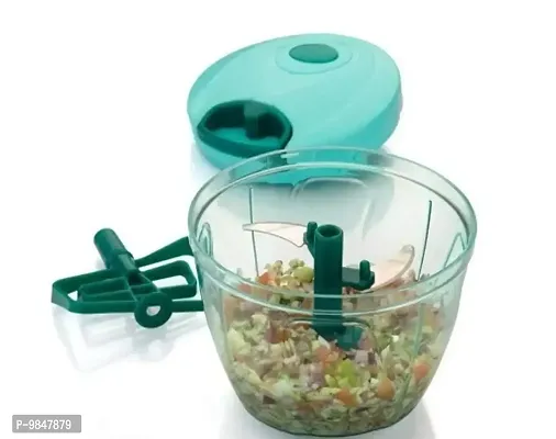 Useful Manual Hand Vegetable And Dry Fruit And Onion Chopper And Quick Cutter Machine For Kitchen -Random Colour, 800 Ml - 5 Blade-thumb0