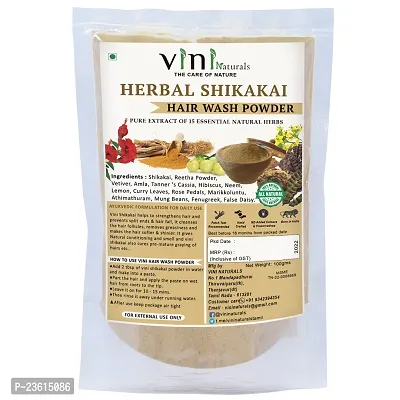VINI Herbal Hair Wash Powder with 15 + Herbs Like Amla, Reetha, Shikakai, Hibiscus, Lemon and Fenugreek | Ayurvedic formulation for Daily Use | Natural Shampoo | No Foam | 100 gms