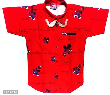 Stylish Red Cotton Printed Shirts For Boys-thumb0