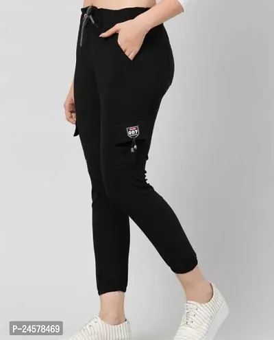 Elegant Black Cotton Solid Trousers For Women-thumb0