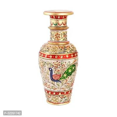 Handicrafts Marble Flower Vase With Mehrab And White Kundan Work Stoneware Vase