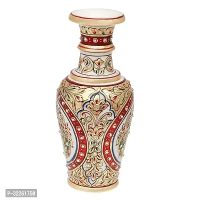 Handicrafts Marble Flower Vase With Mehrab And White Kundan Work Stoneware Vase