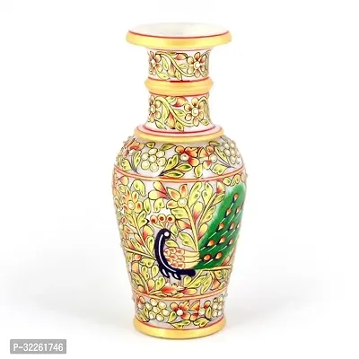 Handicrafts Marble Flower Vase With Mehrab And White Kundan Work Stoneware Vase