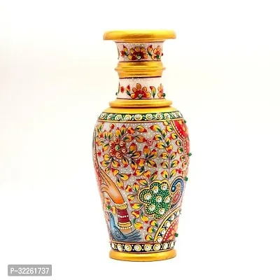 Handicrafts Marble Flower Vase With Mehrab And White Kundan Work Stoneware Vase