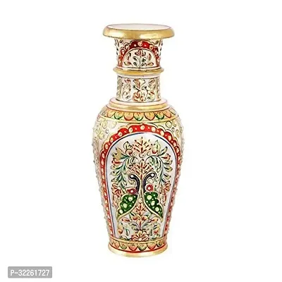 Handicrafts Marble Flower Vase With Mehrab And White Kundan Work Stoneware Vase