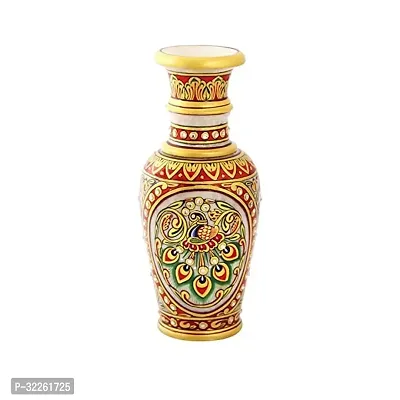 Handicrafts Marble Flower Vase With Mehrab And White Kundan Work Stoneware Vase