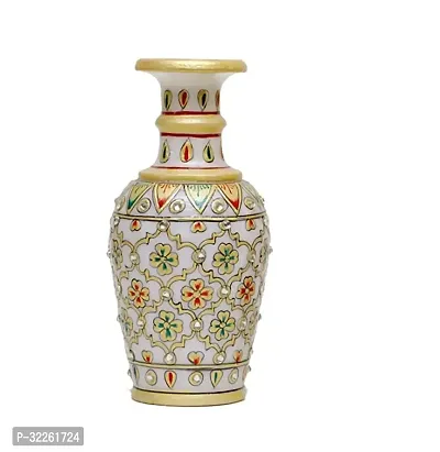 Handicrafts Marble Flower Vase With Mehrab And White Kundan Work Stoneware Vase-thumb0