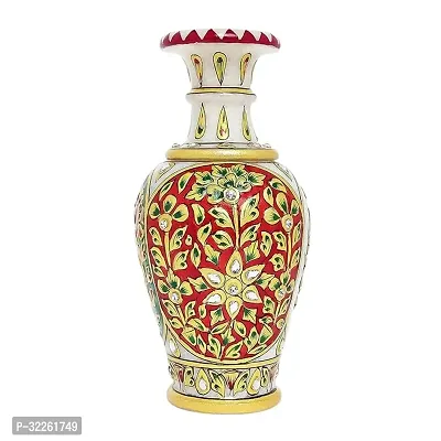 Handicrafts Marble Flower Vase With Mehrab And White Kundan Work Stoneware Vase