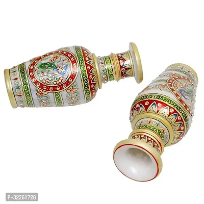 Handicrafts Marble Flower Vase With Mehrab And White Kundan Work Stoneware Vase