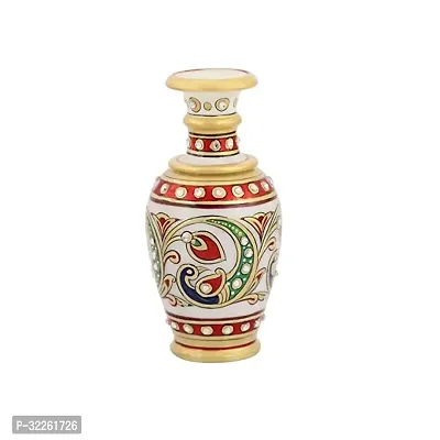 Handicrafts Marble Flower Vase With Mehrab And White Kundan Work Stoneware Vase