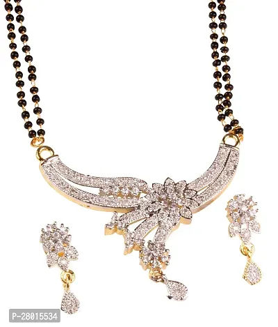 Stylish Gold Alloy Cubic Zirconia Jewellery Set For Women-thumb0