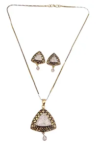 Stylish Gold Alloy Cubic Zirconia Jewellery Set For Women-thumb3