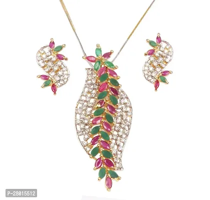 Stylish White Copper Cubic Zirconia Jewellery Set For Women-thumb0