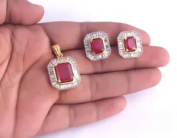 Stylish Red Alloy Cubic Zirconia Jewellery Set For Women-thumb3