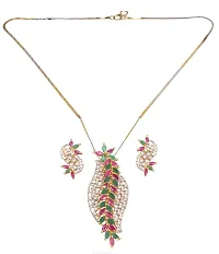 Stylish White Copper Cubic Zirconia Jewellery Set For Women-thumb1