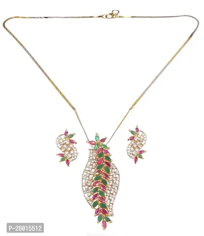 Stylish White Copper Cubic Zirconia Jewellery Set For Women-thumb2