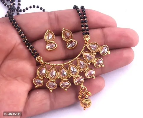 Stylish Gold Alloy Crystal Jewellery Set For Women-thumb2