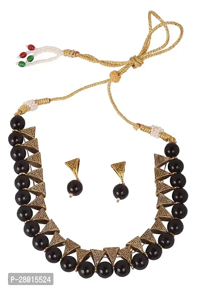 Stylish Black Base Metal Pearl Jewellery Set For Women