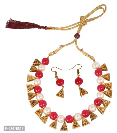 Stylish Gold Brass Onyx Jewellery Set For Women