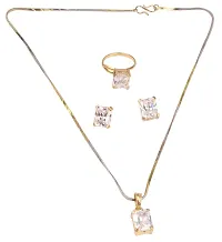 Stylish White Base Metal Cubic Zirconia Jewellery Set For Women-thumb2