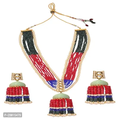 Stylish Multicoloured Stone Crystal Jewellery Set For Women-thumb0