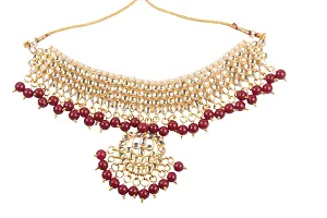 Stylish Gold Alloy Onyx Pearl Jewellery Set For Women-thumb1
