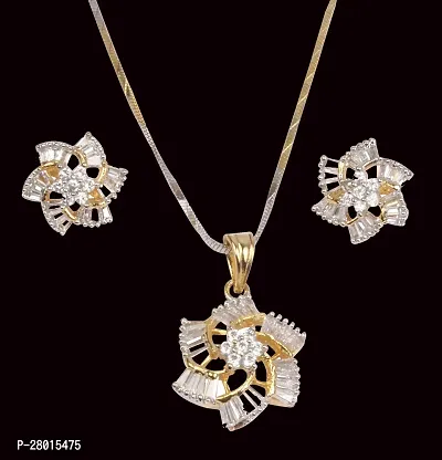 Stylish Gold Alloy Cubic Zirconia Jewellery Set For Women-thumb5