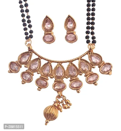 Stylish Gold Alloy Crystal Jewellery Set For Women-thumb0