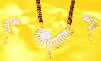 Stylish Gold Base Metal Cubic Zirconia Jewellery Set For Women-thumb1