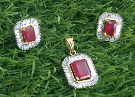 Stylish Red Alloy Cubic Zirconia Jewellery Set For Women-thumb4