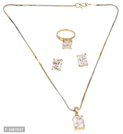 Stylish Gold Alloy Cubic Zirconia Jewellery Set For Women-thumb4