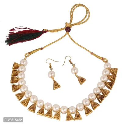 Stylish White Base Metal Pearl Jewellery Set For Women