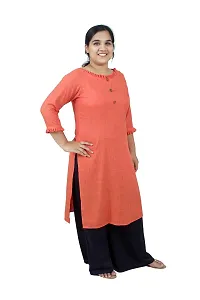 SINDOORI Women's Cotton Blend Straight Kurta (K_Orange_B.Frl. 1_Orange_M)-thumb3