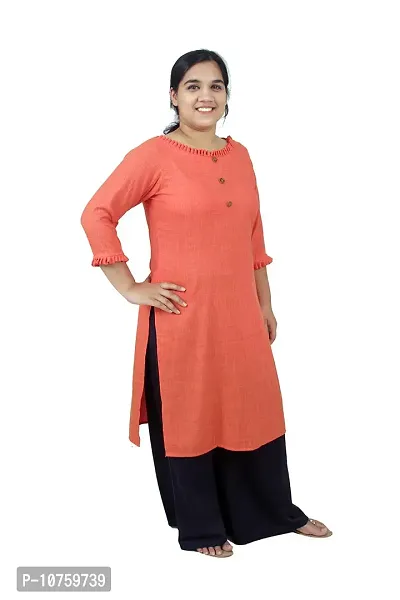 SINDOORI Women's Cotton Blend Straight Kurta (K_Orange_B.Frl. 1_Orange_M)-thumb4