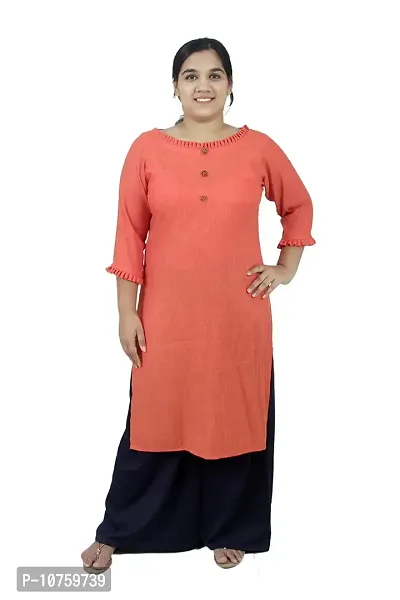 SINDOORI Women's Cotton Blend Straight Kurta (K_Orange_B.Frl. 1_Orange_M)-thumb0