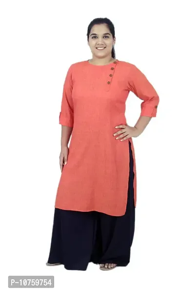 SINDOORI Women's Cotton Blend Straight Kurta (K_ Orange SB-4_Orange_M)-thumb5