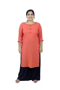 SINDOORI Women's Cotton Blend Straight Kurta (K_Orange_B.Frl. 1_Orange_M)-thumb2