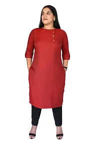 SINDOORI Women's Side Button Kurti S to 6XL Plus Size 14 Solid Colours Kurta Neck Design Sleeves Kurti 3/4 Sleeves Kurti for Women Latest-thumb1