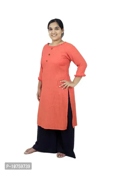 SINDOORI Women's Cotton Blend Straight Kurta (K_Orange_B.Frl. 1_Orange_M)-thumb5