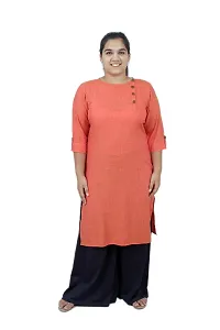 SINDOORI Women's Cotton Blend Straight Kurta (K_ Orange SB-4_Orange_M)-thumb2